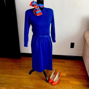 Vintage Royal Blue Wool lined 60s dress Talbots